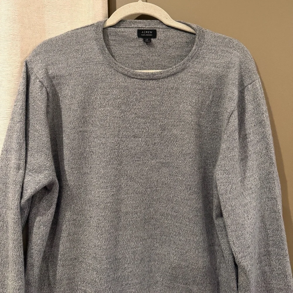 J. Crew Men's Marled Coal Washable Merino Wool Sweater, Size Large Tall